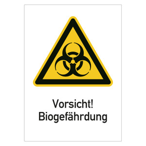 Kombischild "Vorsicht Biogefährdung" Warnschild Folie selbstklebend 130 x 185 mm
