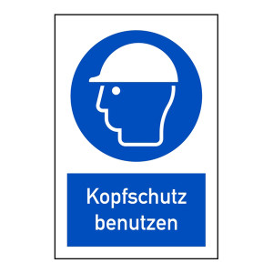 Kombischild "Kopfschutz benutzen" DIN EN ISO 7010, M014 und ASR A1.3 (2013)