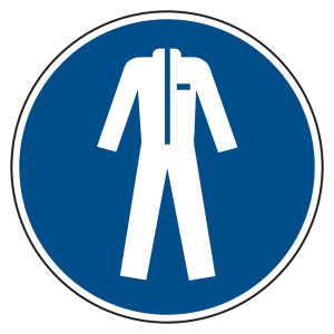Gebotszeichen "Schutzkleidung benutzen" DIN EN ISO 7010, M010 und ASR A1.3 (2013)