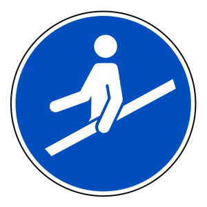 Gebotszeichen "Handlauf benutzen" DIN EN ISO 7010, M012 und ASR A1.3 (2013)