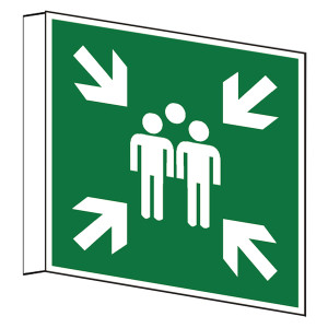 Rettungszeichen Fahnenschild Sammelstelle DIN EN ISO 7010 E007