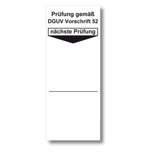 Grundplakette weiß 40 x 100 mm "Prüfung gemäß DGUV Vorschrift 52, nächste Prüfung" 100er Rolle