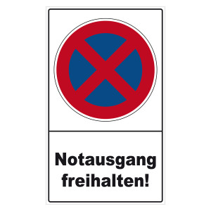 Halteverbotsschild "Notausgang freihalten!" Folie selbstklebend 300 x 500 mm