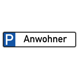 Parkplatzreservierungsschild "Anwohner" Aluminium geprägt 520 x 110 mm