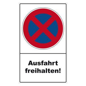 Halteverbotsschild "Ausfahrt freihalten" Aluminium oder Folie 300 x 500 mm