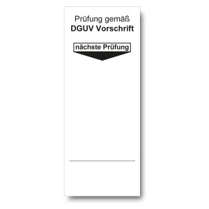 Grundplakette weiß 40 x 100 mm "Prüfung gemäß DGUV Vorschrift, nächste Prüfung" 100er Rolle
