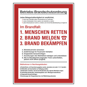Betriebs-Brandschutzordnung aus Aluminium geprägt und gelocht