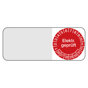 Kabelprüfplakette "Elektr. geprüft" Rot 5 Stück/Bogen