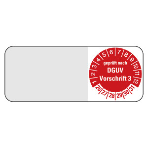 Kabelprüfplakette "geprüft nach DGUV Vorschrift 3" Rot 5 Stück/Bogen