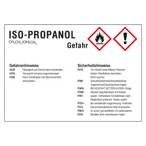 GHS-Kraftstoffetikett Iso-Propanol für Zapfsäulen, Kanister und Fässer