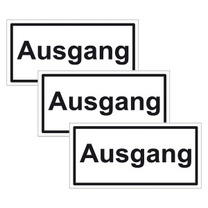 Türhinweisschild "Ausgang" 3er Pack Aufkleber Folie selbstklebend