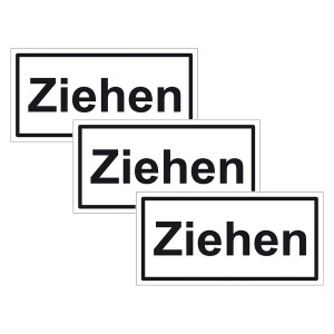 Türhinweisschild "Ziehen" 3er Pack Folie selbstklebend