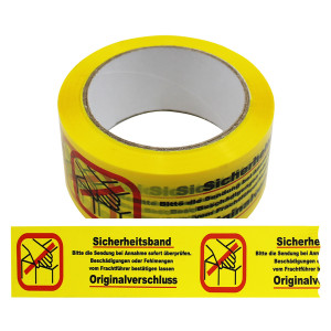 1 Rolle Klebeband "Sicherheitsband - Bitte die Sendung bei Annahme sofort überprüfen"