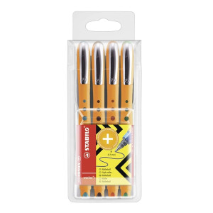 Stabilo® Tintenroller worker® medium, 0,5 mm, Kunststoffetui mit 4 Stiften