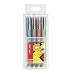 Stabilo® Tintenroller worker® colorful, Etui mit 4 Stiften