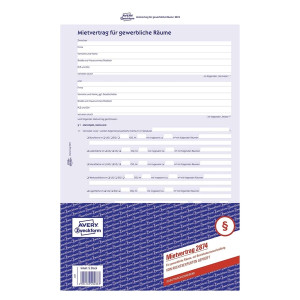 Avery Zweckform® 2874 Mietvertrag - gewerbliche Räume, DIN A4, selbstdurchschreibend, 1 Pack = 25 Stück, blau
