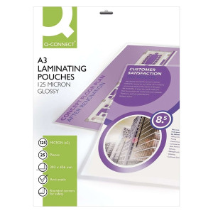 Q-Connect Heißlaminier-Folientasche, A3, 125 mym, 303 x 426mm, 25 Stück