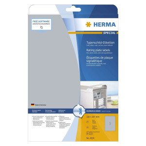 Herma 4224 Typenschildetiketten A4 silber 210x297 mm extrem stark haftend Folie matt 25 St.