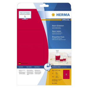 Herma 5046 Etiketten A4 neon-rot 99,1x67,7 mm Papier matt 160 St.