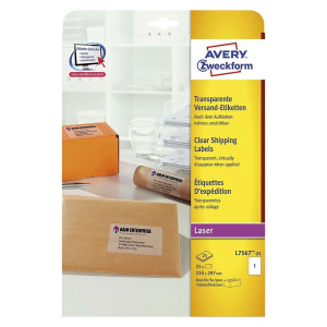 Avery Zweckform® L7567-25 Versand-Etiketten (A4, 25 Stück, 210 x 297 mm) 25 Blatt transparent