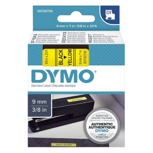Dymo Schriftband D1, Kunststoff, laminiert, 7 m x 9 mm, Schwarz/Gelb