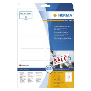 Herma 10010 Etiketten A4 weiß 88,9x46,6 mm Movables/ablösbar Papier matt 300 St.