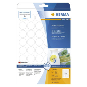 Herma 4387 Etiketten A4 weiß Ø 30 mm rund Movables/ablösbar Papier matt 1200 St.