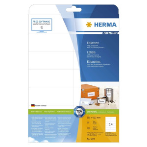 Herma 5057 Etiketten Premium A4, weiß 105x42,3 mm Papier matt 350 St.