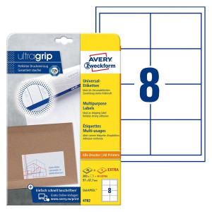 Avery Zweckform® 4782 Universal-Etiketten, 97 x 67,7 mm, Deutsche Post INTERNETMARKE, 30 Bogen/240 Etiketten, weiß
