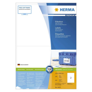Herma 4628 Etiketten Premium A4, weiß 210x148 mm Papier matt 400 St.