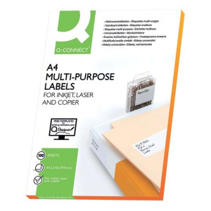 Q-Connect Inkjet+Laser+Kopier-Etiketten - 105,0x74,0 mm, weiß, 800 Stück/100