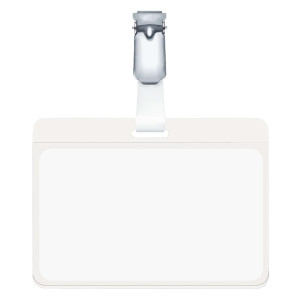 Durable Namensschild mit drehbarem Clip, transparent, 90 x 60 mm, 25 Stück