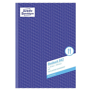 Avery Zweckform® 842 Bonbuch, DIN A4, fortlaufend nummeriert, 50 Blatt, gelb, weiß