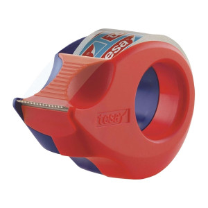 tesa® Mini Abroller, 10 m x 19 mm, rot-blau, inkl. Rolle kristall-klar