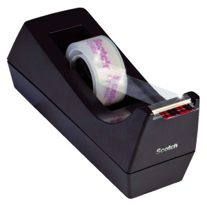 Scotch® Tischabroller Sparset C38 - inkl. 1 Rolle Crystal Clear Klebefilm 600, schwarz