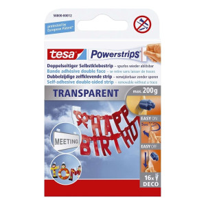 Tesa® Powerstrips® Deco - ablösbar, Tragfähigkeit 200 g, transparent