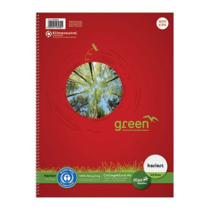 Ursus Green Collegeblock - LIN28, A4, 160 Blatt, 70g/qm, 5mm kariert, mit Randlinie