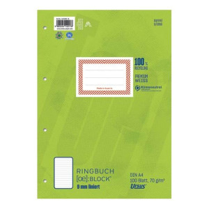 Ursus Green Ringbuchblock A4 100 Blatt 70g/qm 9mm liniert