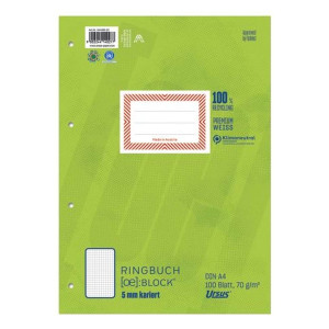 Ursus Green Ringbuchblock A4 100 Blatt 70g/qm 5mm kariert