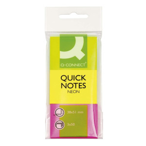 Q-Connect Haftmarker Neon - 40 x 50 mm, 3 x 50 Streifen