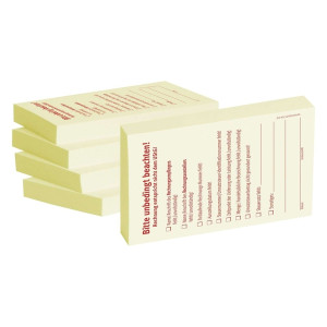 Haftnotizen "Bitte unbedingt beachten" - 55 x 75 mm, 5x 100 Blatt