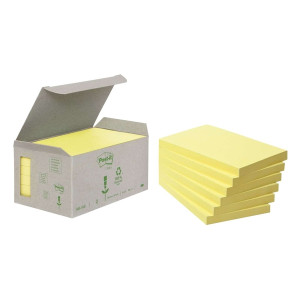 Post-it® Recycling Notes, pastellgelb - 126 x 76 mm, 6 x 100 Blatt