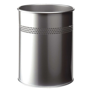 Durable Papierkorb Metall rund 15 Liter, P 30mm, metallic silber