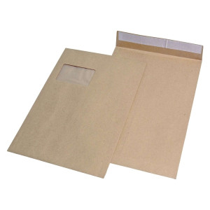 mayer-network Faltentaschen C4, mit Fenster, mit 20 mm-Falte, 120 g/qm, braun, 100 Stück