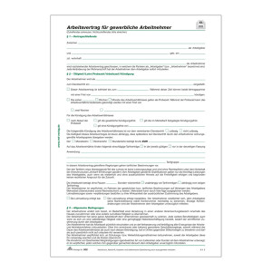 RNK Verlag Arbeitsvertrag für gewerbl. Arbeitnehmer, 2 Seiten, DIN A4, 1 Pack à 10 Stück
