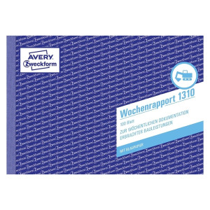 Avery Zweckform® 1310 Wochenrapport, DIN A5 quer, vorgelocht, 100 Blatt, weiß