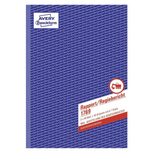 Avery Zweckform® 1769 Rapport/Regiebericht, DIN A4, selbstdurchschreibend, 2 x 40 Blatt, weiß, gelb