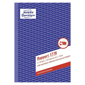 Avery Zweckform® 1776 Rapport, DIN A5, selbstdurchschreibend, 2 x 40 Blatt, weiß, gelb