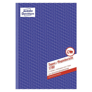 Avery Zweckform® 1780 Tages-/Regiebericht, DIN A4, selbstdurchschreibend, 2 x 40 Blatt, weiß, gelb