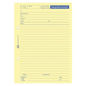 Avery Zweckform® 1018 Gesprächsnotiz, DIN A5, vorgelocht, 50 Blatt, gelb